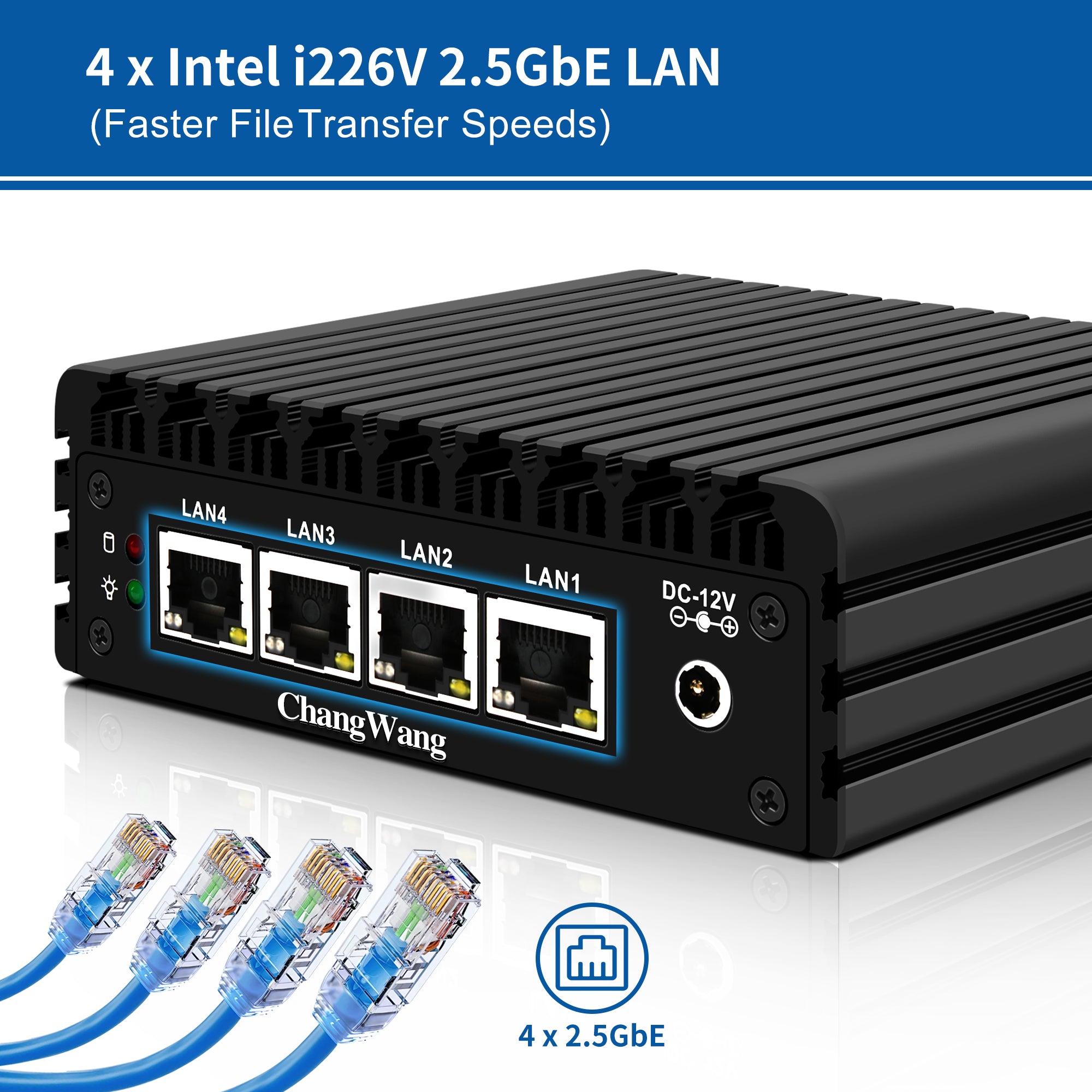 CWWK J3710 Fanless Microcomputers, 4X 2.5GbE LAN, OPNsense Mini Firewall Appliance Dual 4K HD/DP, Desktop Compact PC RJ45 COM Slot, 2 x USB3.0, Barebone for Home Office