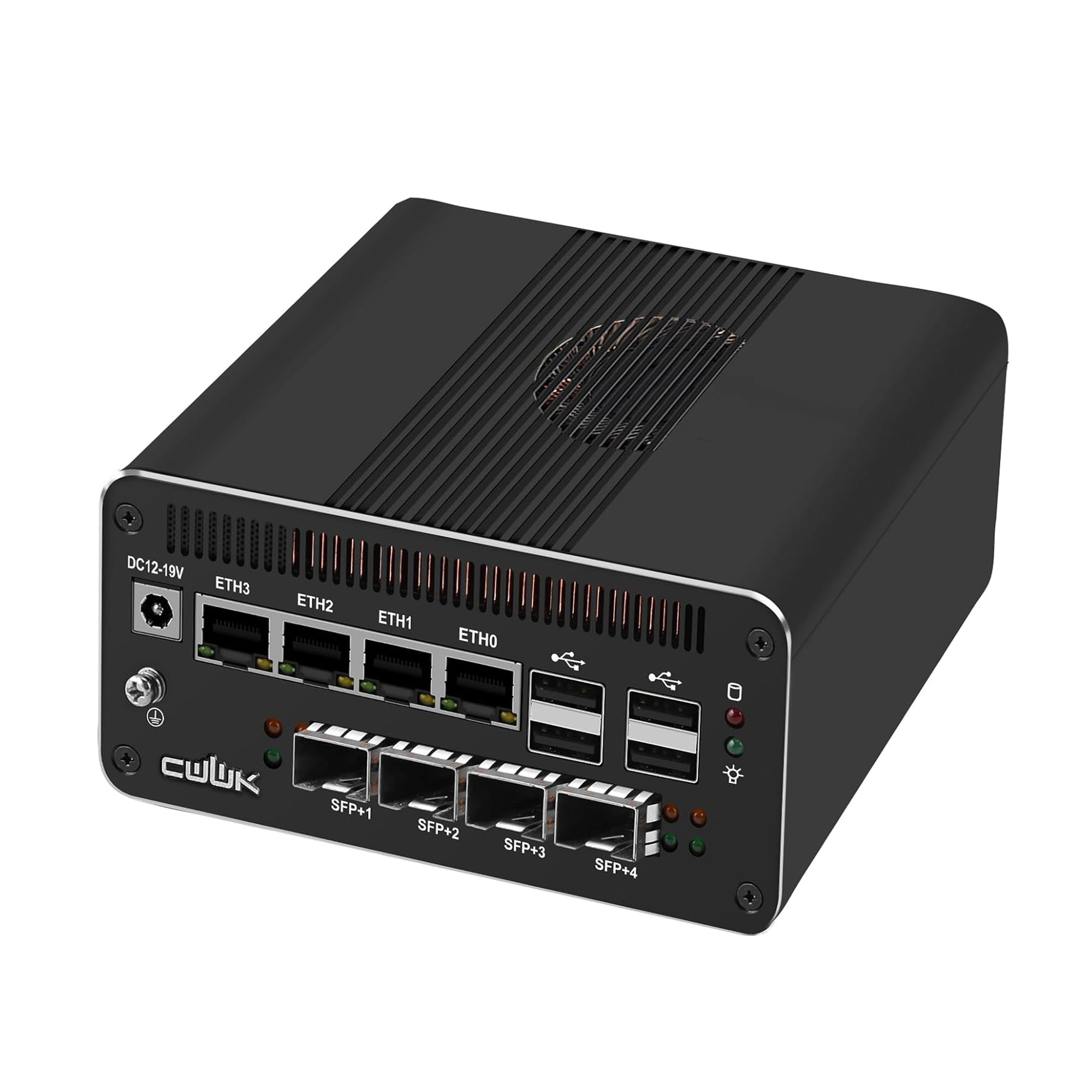 CWWK AI Mini PC Core Ultra 5 125H Firewall Appliance, 4 x 10GbE SFP+ Mini Computer, 4 Port 2.5GbE LAN, S10 Linux Server Micro PC, DDR5 NO RAM/SSD/OS, PCIe4.0 x4 NVMe, USB4, HD, DP