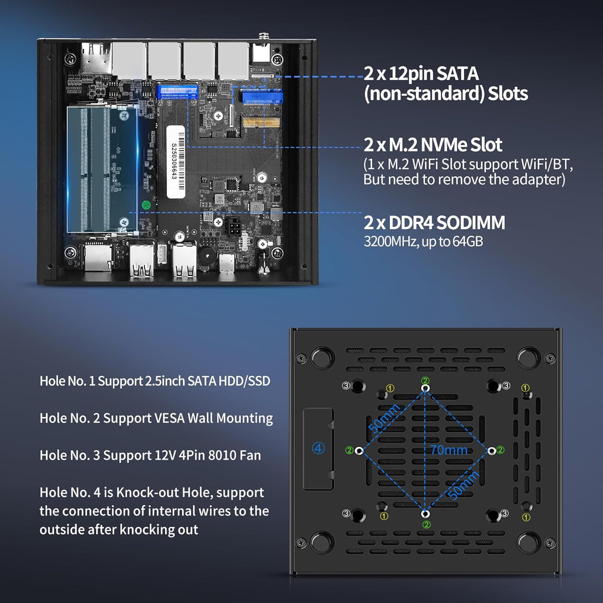CWWK Mini PC Fanless Ryzen 5 5500U Firewall Appliance, 4 x i226-V 2.5GbE LAN OPNsense Mini Computer, F16 Micro PC 8GB RAM 128GB SSD, 2-NVMe, USB-C, 3-Display, MicroSD, M.2 E-key
