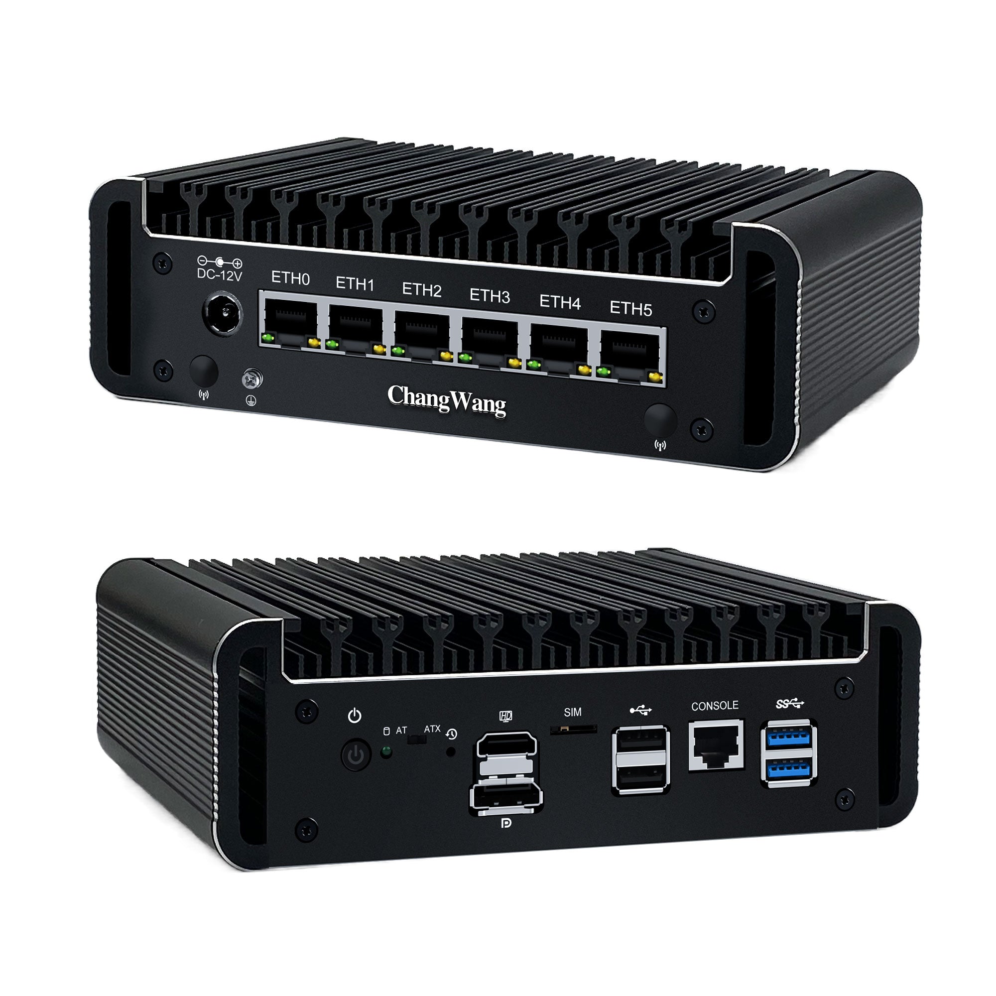ChangWang Micro Computer Hardware Namely Firewalls Celeron J6413, Fanless Mini PC Support OPNsense, Office Network Appliance Dual 4K HD, DP, SIM Slot, Barebone (No RAM/SSD/OS)