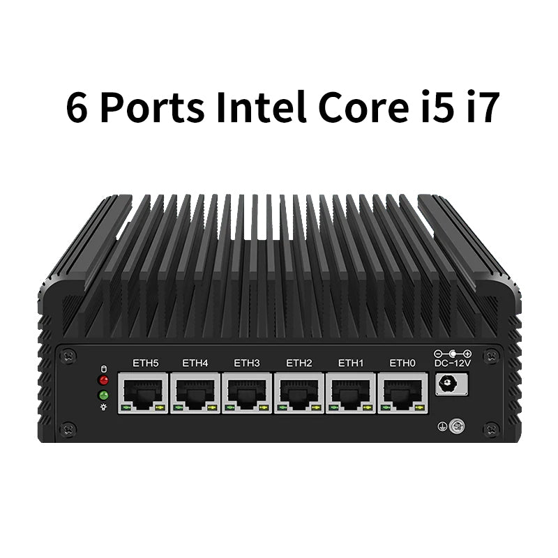 CWWK E6 Firewall Mini PC I5-1235U/I7-1265U, 6 x 2.5 GBE i226V LAN Fanless Router  DDR5 8 GB RAM 256 GB NVMe SSD,Support OPNsense