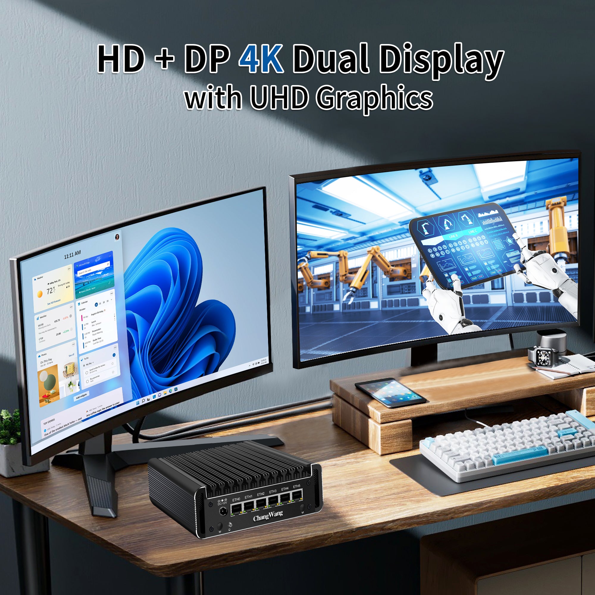 CWWK Micro Computer Hardware Namely Firewalls Celeron J6413, Fanless Mini PC Support OPNsense, Office Network Appliance Dual 4K HD, DP, SIM Slot, Barebone (No RAM/SSD/OS)