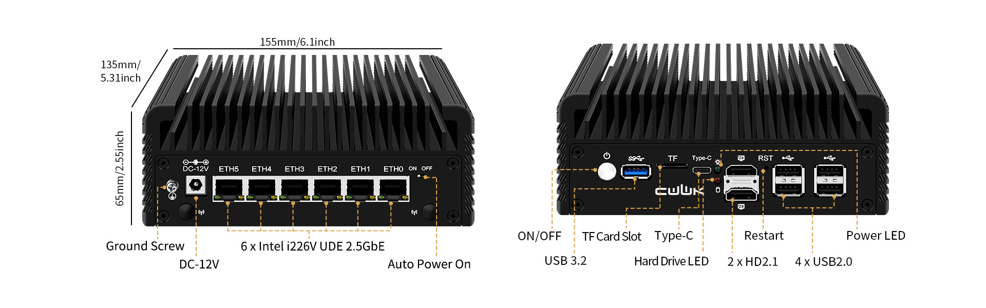 CWWK F9 Fanless Mini PC Firewall Hardware for Opnsense Pfsense,Softer