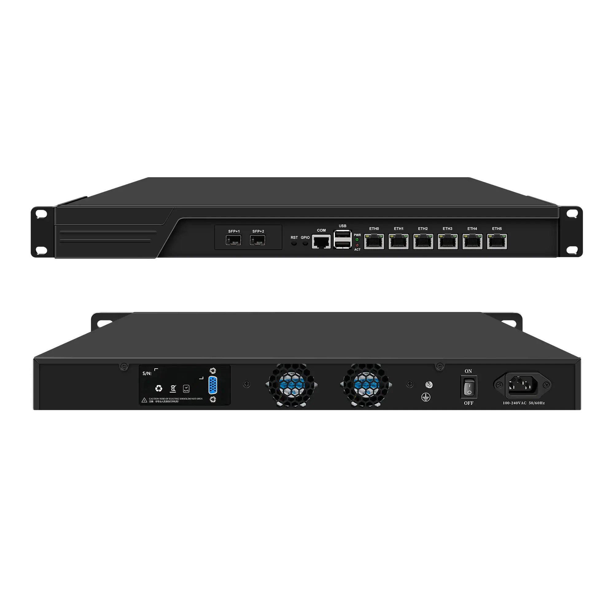 1U 989NP Rackmount Firewall Router PC, 6 LAN Network Gateway for Home Lab & Small Business