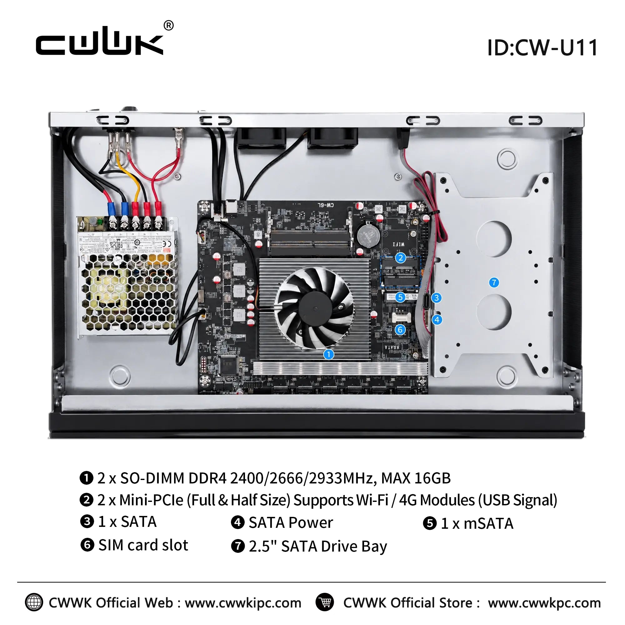 CWWK CW-U11 1U/2U Rackmount Firewall Appliance, 6 LAN Intel I225 Router Hardware, Intel N5105, 19" Rack PC for OPNsense, pfSense, OpenWrt, VPN, Homelab Network Server