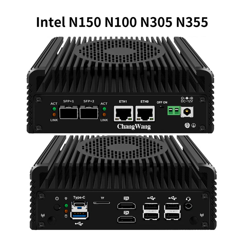 ChangWang CWWK S2 Mini PC Firewall Hardware for Opnsense Pfsense,Softer Router Intel N150 N100 N305 N355 Dual Nic 2 10Gbe SFP+,2 Port i226V 2.5Gbe Lan