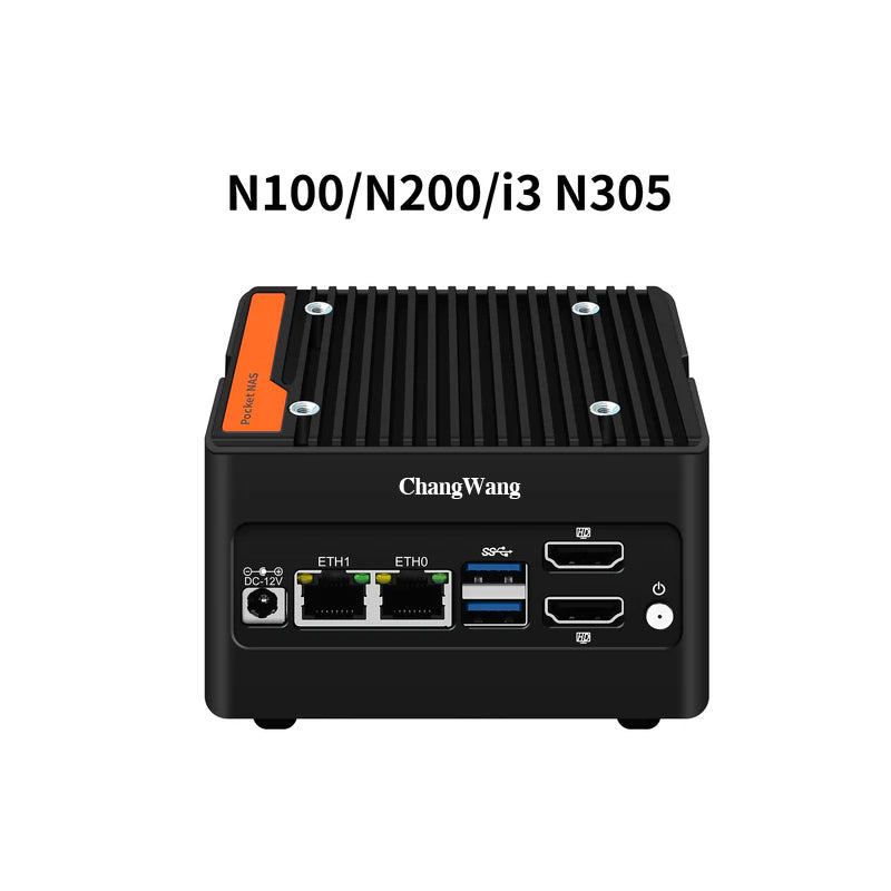 ChangWang CWWK S16 Mini PC NAS, Core i3 N305/N100/N200, 4x M.2 NVMe Micro PC with 2x i226-V 2.5GbE LAN, DDR5 Mini Desktop Computer with 8GB RAM 128GB SSD, USB3.2, Support Dual 4K Display