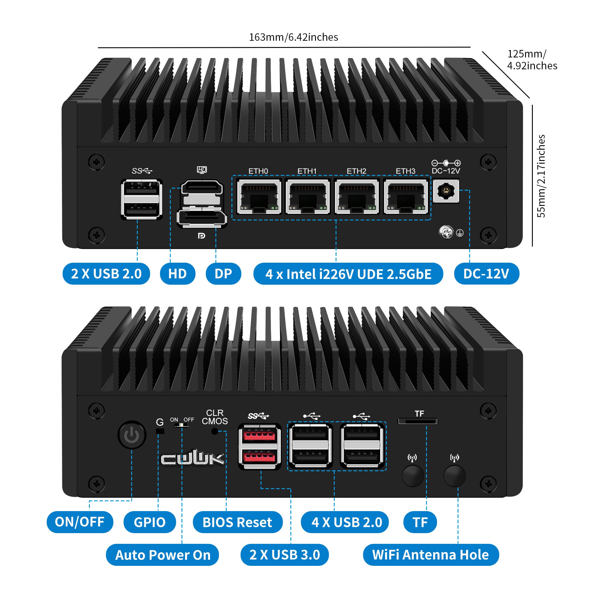 CWWK F4 Mini PC N150/N355 (Upgraded N100/305) Firewall