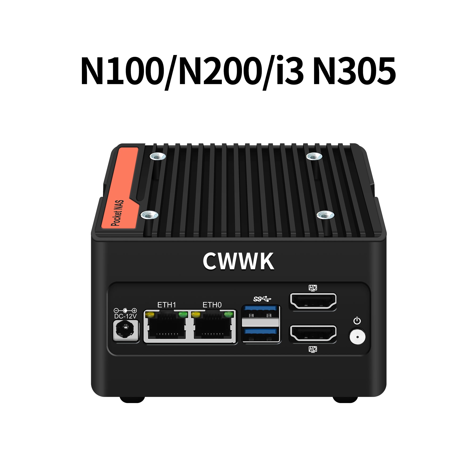 CWWK S14 Mini PC NAS, Core i3 N305/N100/N200, 4x M.2 NVMe Micro PC with 2x i226-V 2.5GbE LAN, DDR5 Mini Desktop Computer with 8GB RAM 128GB SSD, USB3.2, Support Dual 4K Display