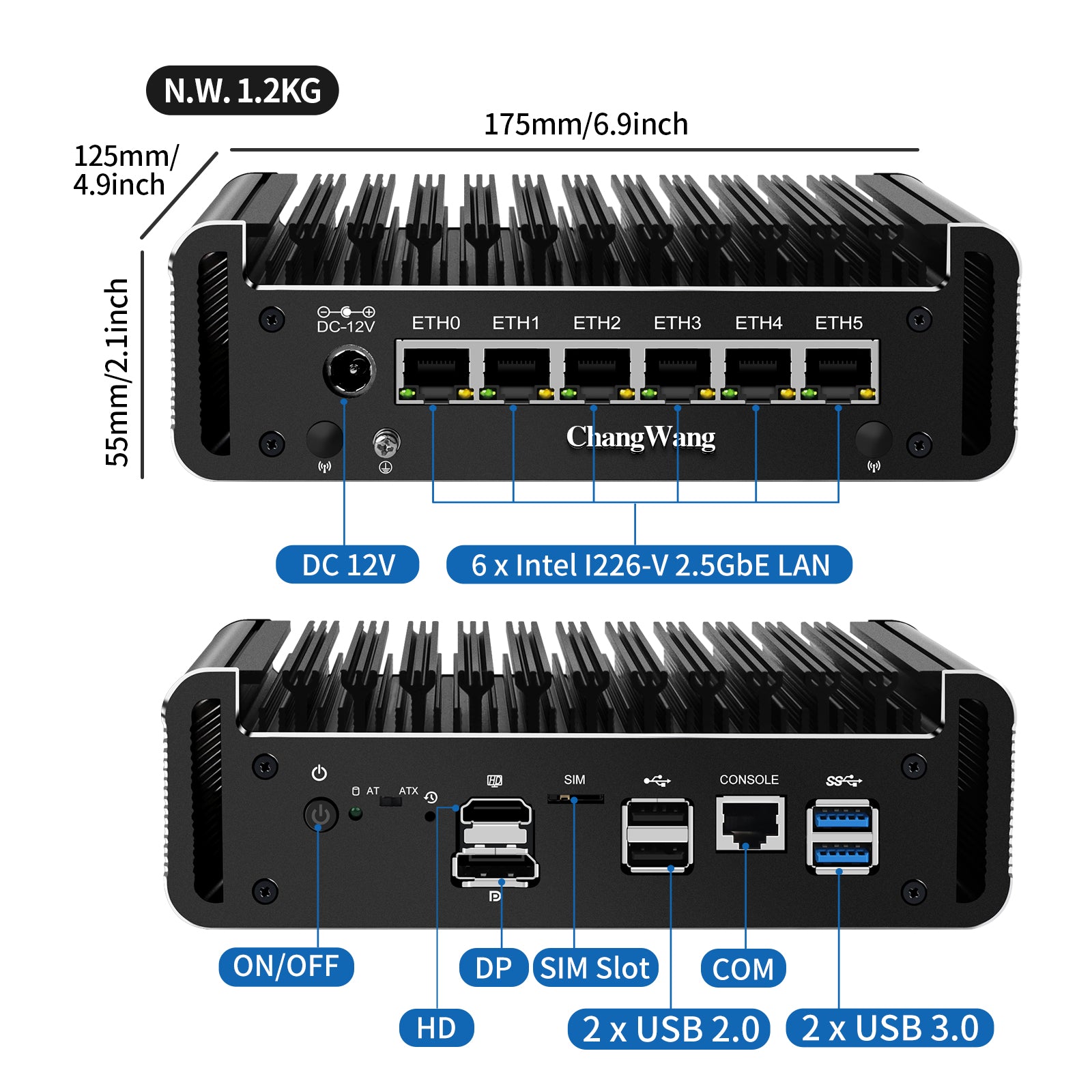 CWWK Micro Computer Hardware Namely Firewalls Celeron J6413, Fanless Mini PC Support OPNsense, Office Network Appliance Dual 4K HD, DP, SIM Slot, Barebone (No RAM/SSD/OS)